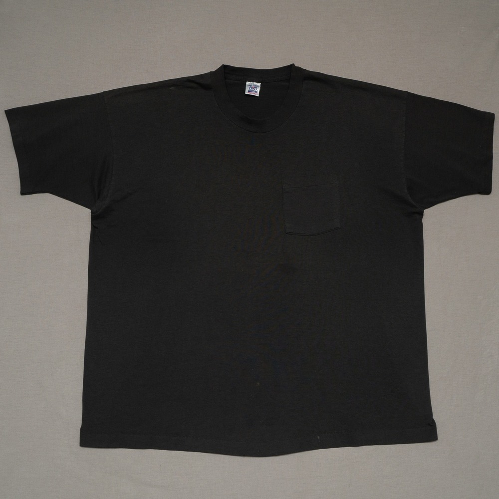 Vintage 80s 90s BVD Black Faded Selvedge Pocket T Shirt USA Made XXXL